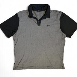 Oakley Striped Polo Shirt Mens XL Black Gray Golf Casual Athletic